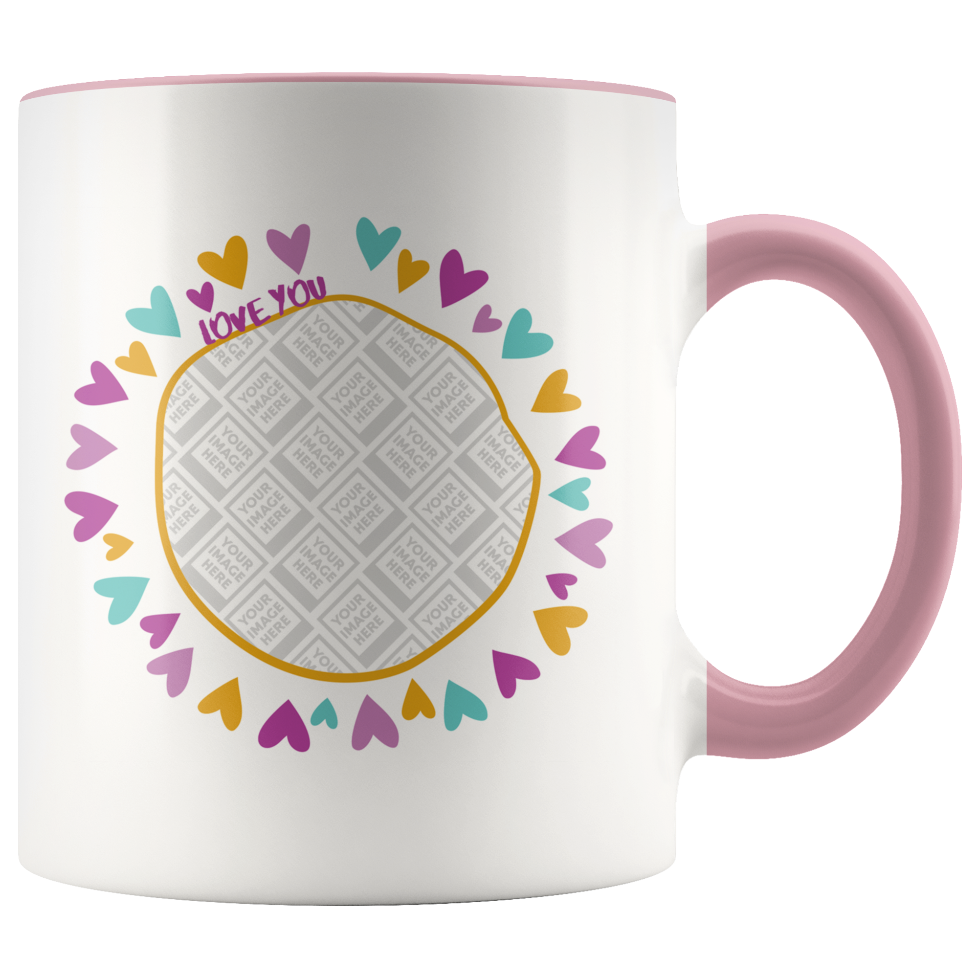 Love You Heart Circle Personalized Mug
