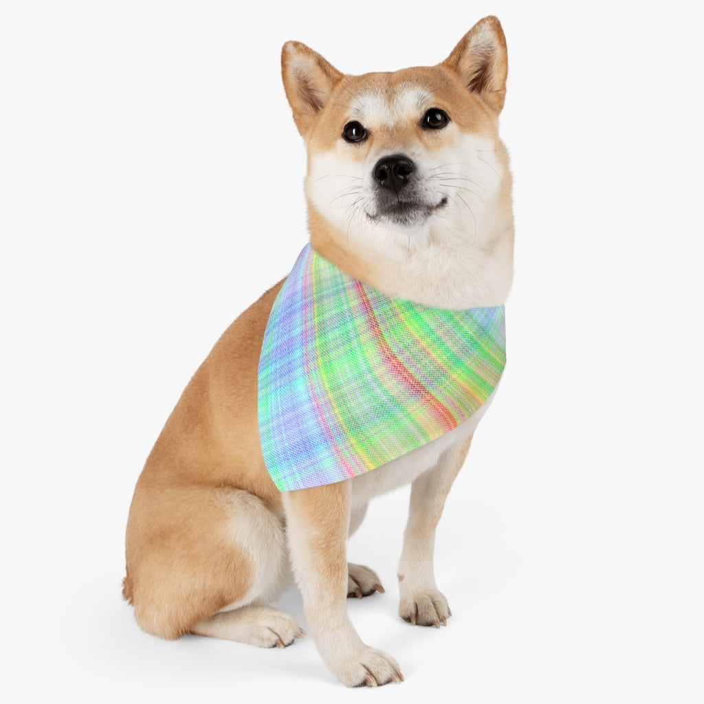 Bright Plaid Pet Bandana Collar & T-Shirt Set