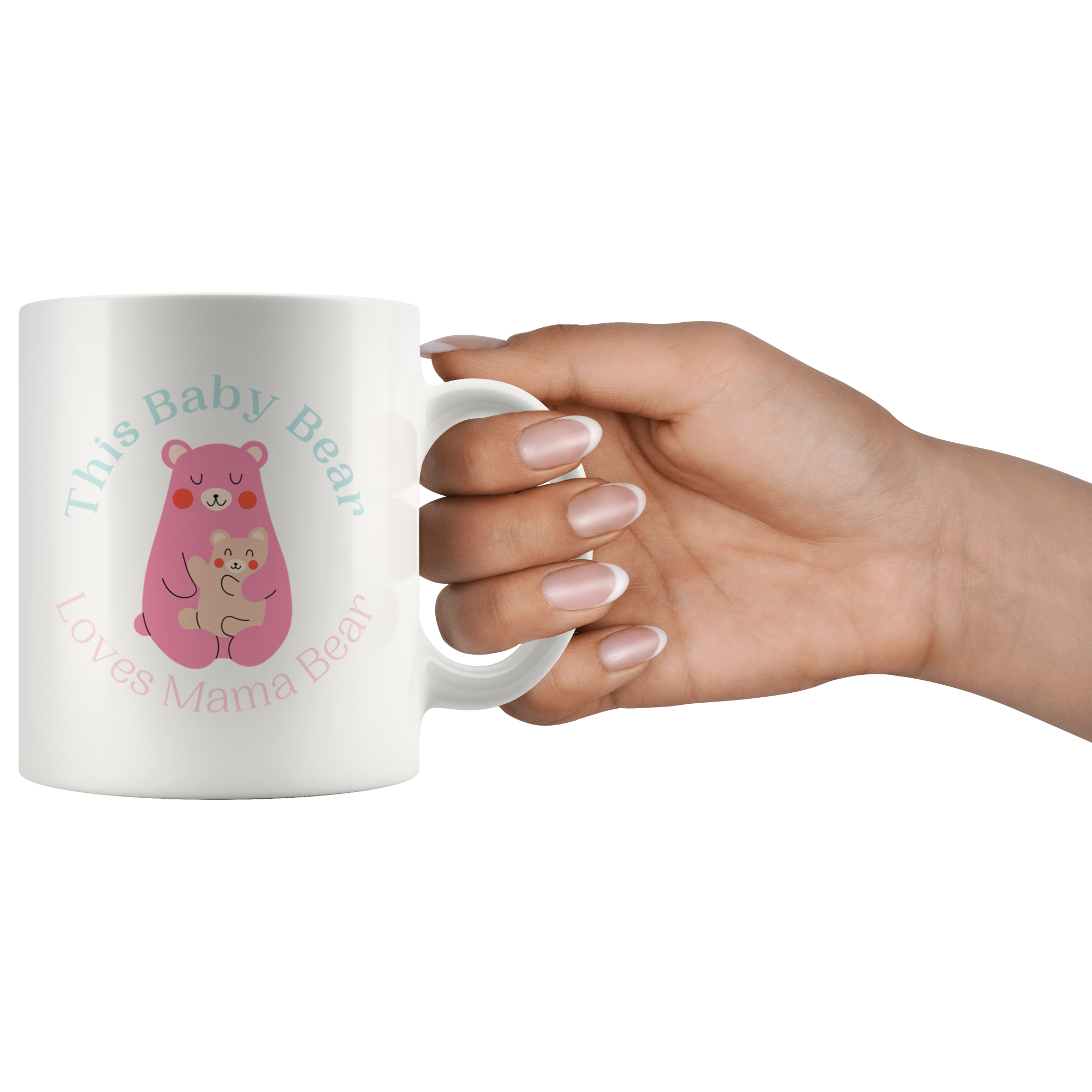 Cuddly Pastel Mommy and Baby Bear Mug Set