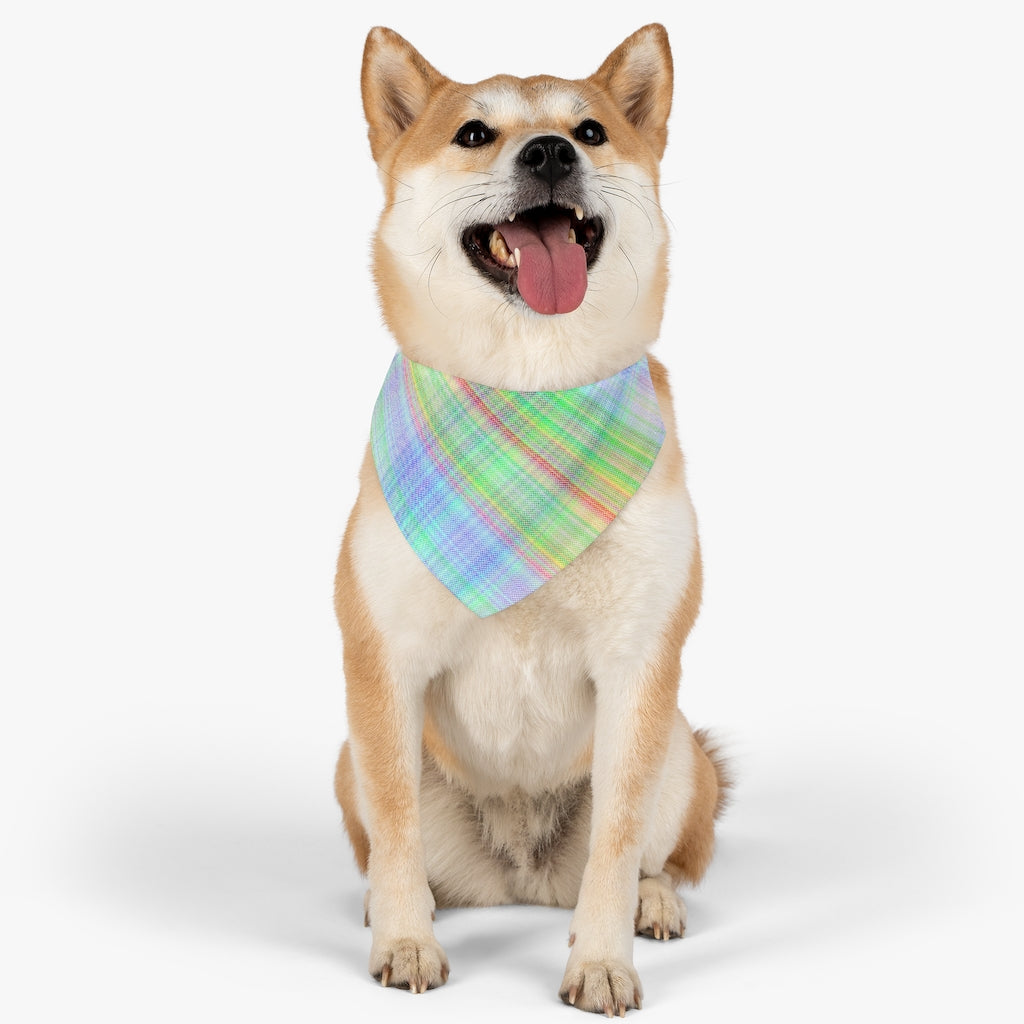 Bright Plaid Pet Bandana Collar & T-Shirt Set