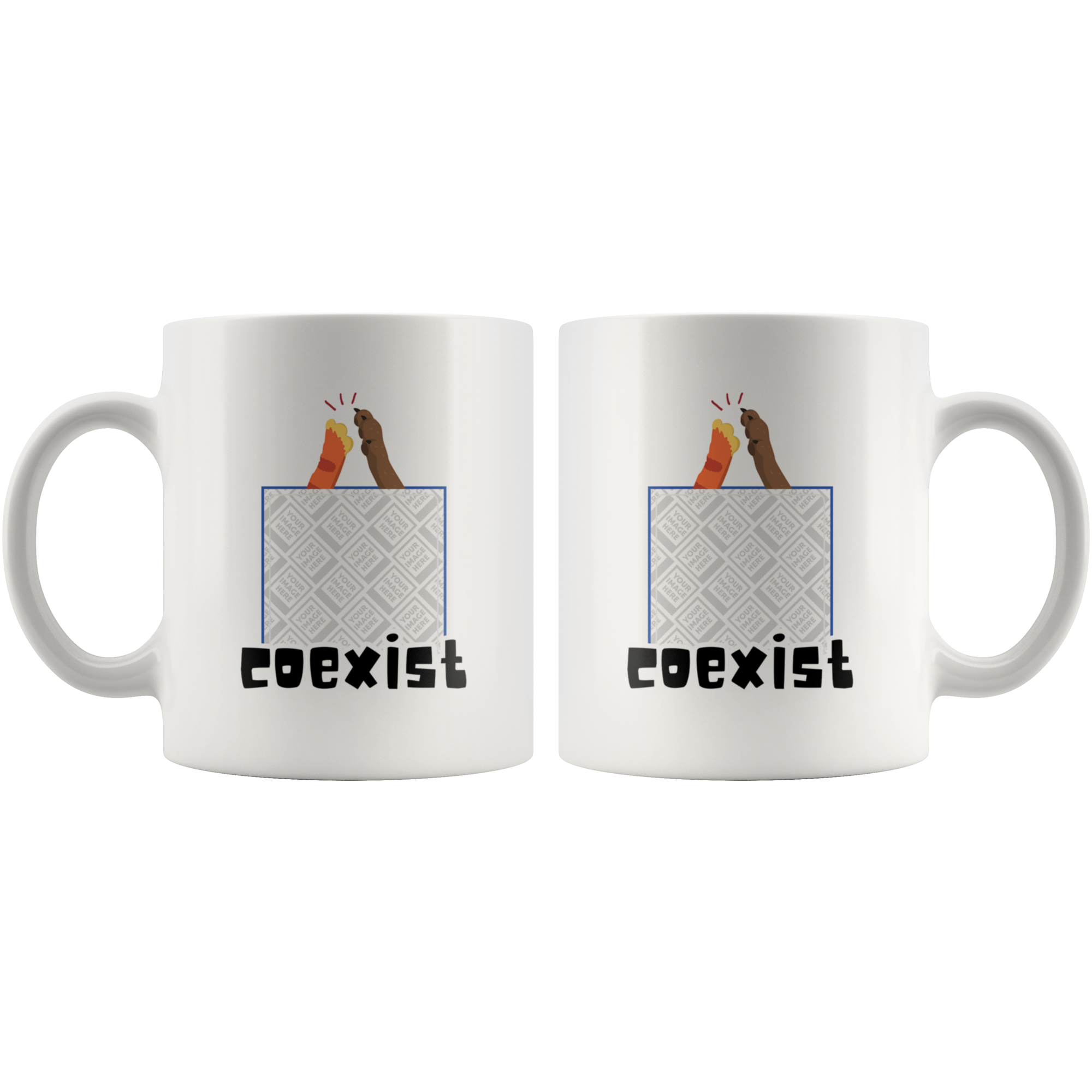 Coexist Cat and Dog Pet Lovers Personalized Mugs