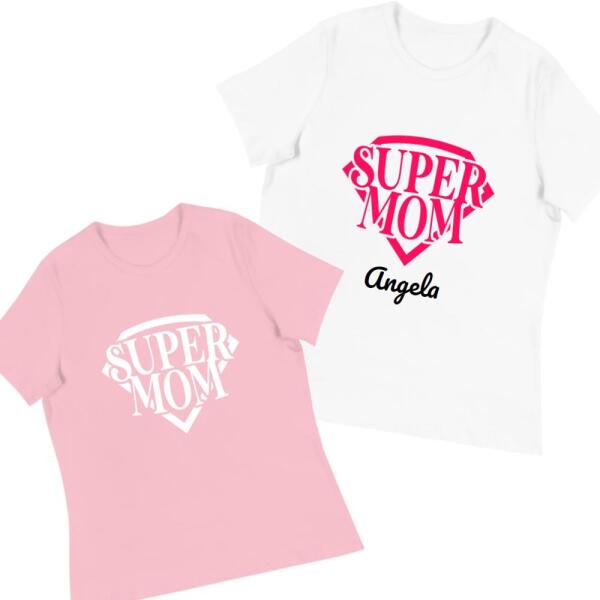 Super Mom Diamond Name Personalized T-Shirt