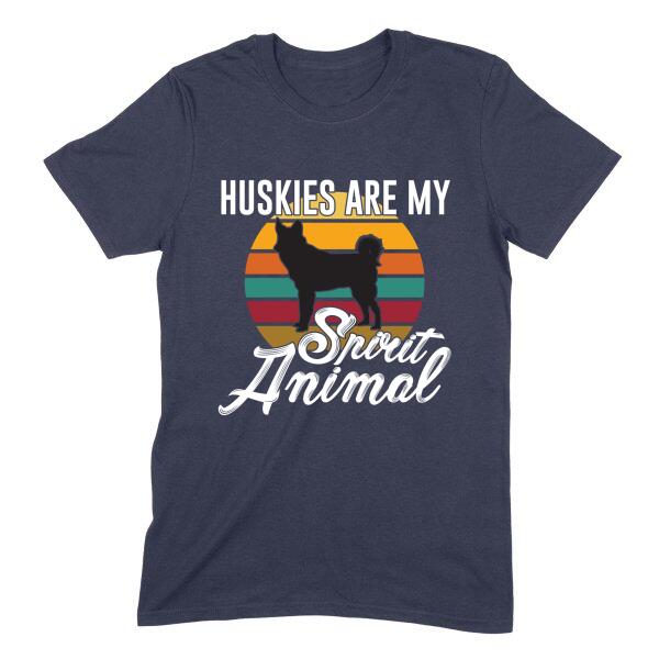 Huskies Are My Spirit Animal Retro Sunset Personalized Color T-Shirt