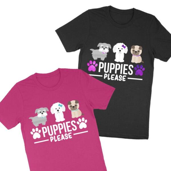 Puppies Please Cute Accent Color Personalized T-Shirt