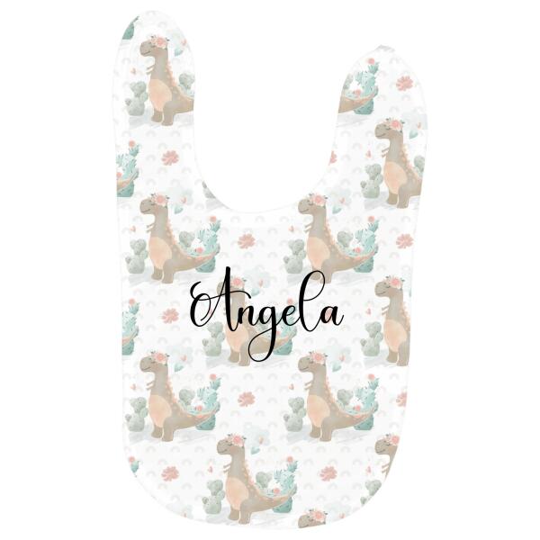 Watercolor Dinosaur Friends Personalized Baby Bib