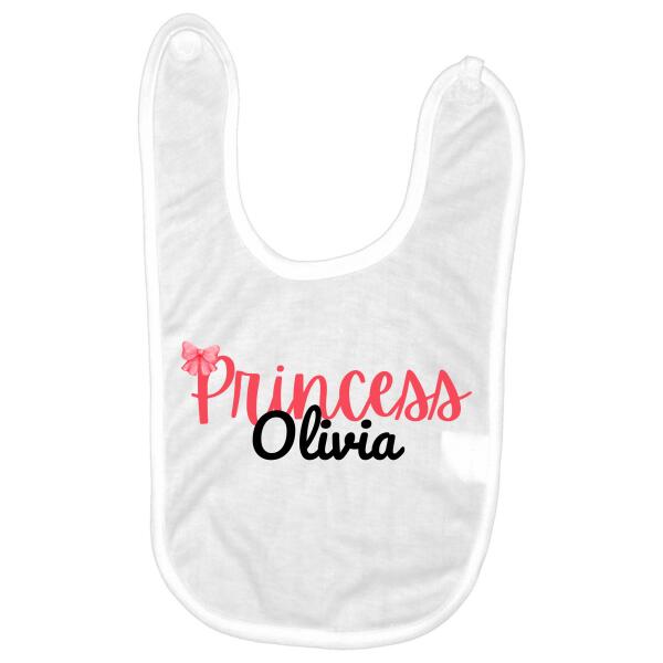 Princess Watercolor Bow Personalized Baby Bib