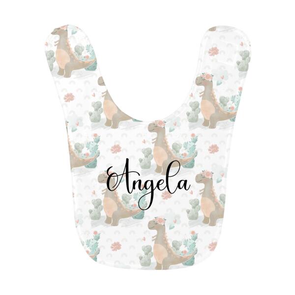 Watercolor Dinosaur Friends Personalized Baby Bib