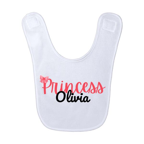 Princess Watercolor Bow Personalized Baby Bib