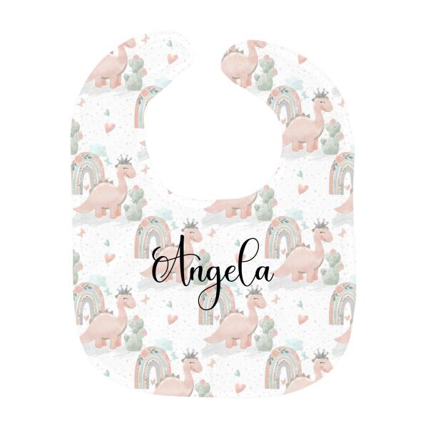 Watercolor Dinosaur Friends Personalized Baby Bib