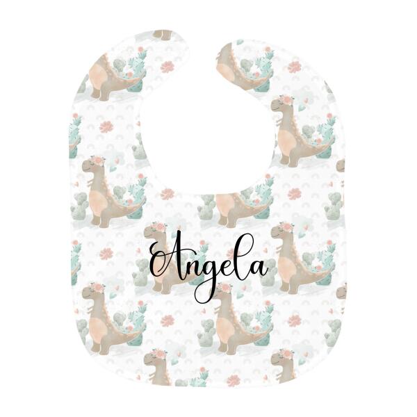 Watercolor Dinosaur Friends Personalized Baby Bib