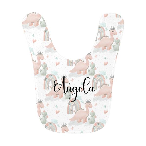 Watercolor Dinosaur Friends Personalized Baby Bib