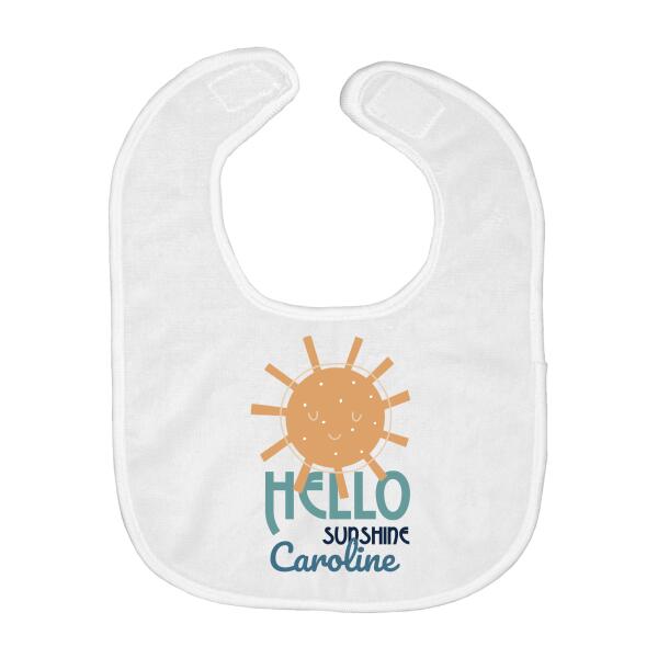 Hello Sunshine Cute Personalized Name Baby Bib