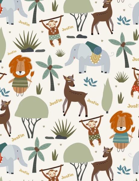 Jungle Party Personalized Baby Swaddle Blanket