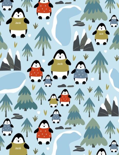 Cute Winter Penguin Family Personalized Swaddle Blanket