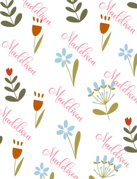 Dainty Flowers Personalized Baby Name Swaddle Blanket