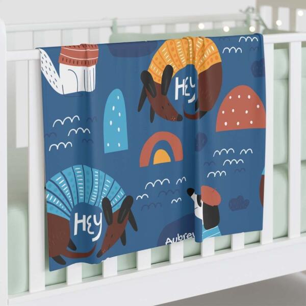 Bonjour Puppies Personalized Baby Swaddle Blanket
