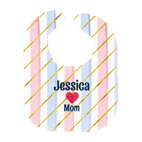 Pastel & Glitter Love Tagline Personalized Baby Bib
