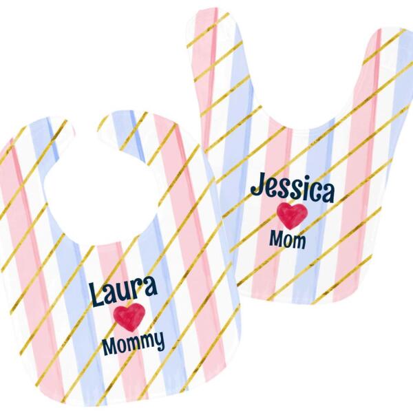 Pastel & Glitter Love Tagline Personalized Baby Bib