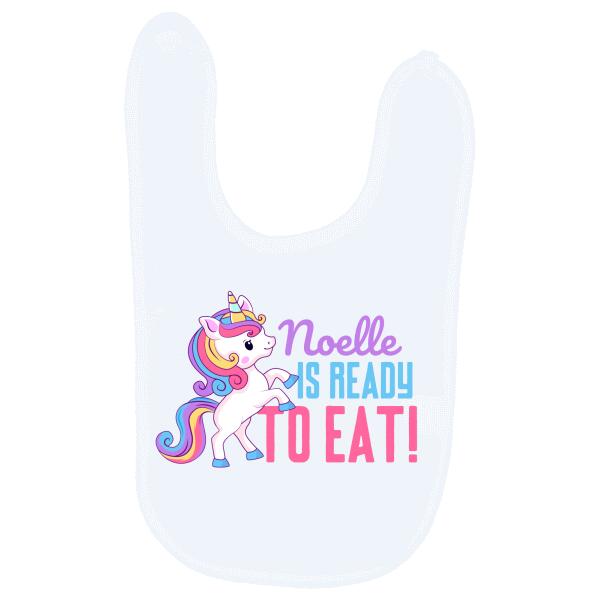 Cute Unicorn Ready To Eat Personalized Baby Bib