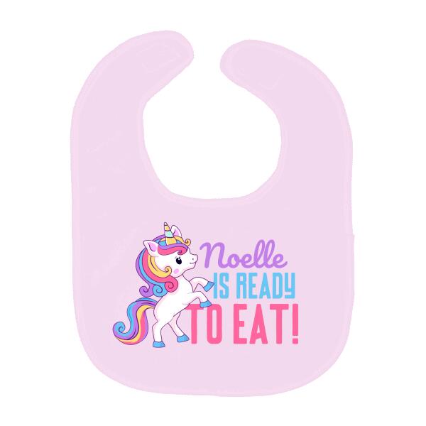 Cute Unicorn Ready To Eat Personalized Baby Bib