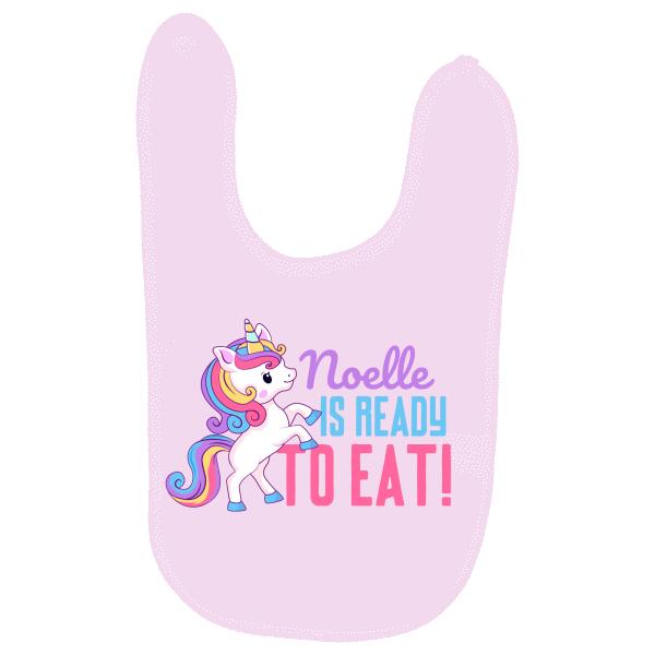 Cute Unicorn Ready To Eat Personalized Baby Bib