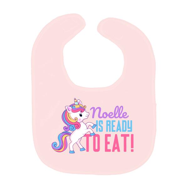 Cute Unicorn Ready To Eat Personalized Baby Bib