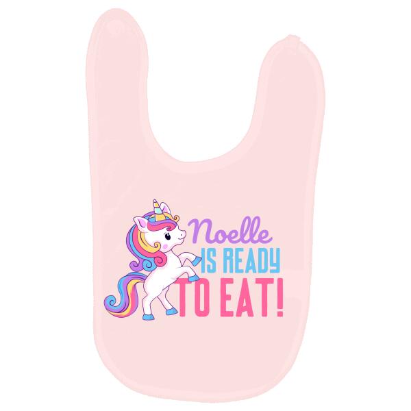 Cute Unicorn Ready To Eat Personalized Baby Bib