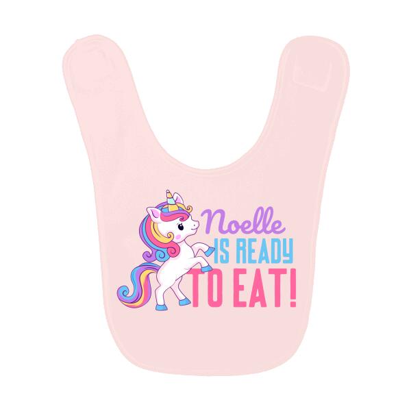 Cute Unicorn Ready To Eat Personalized Baby Bib