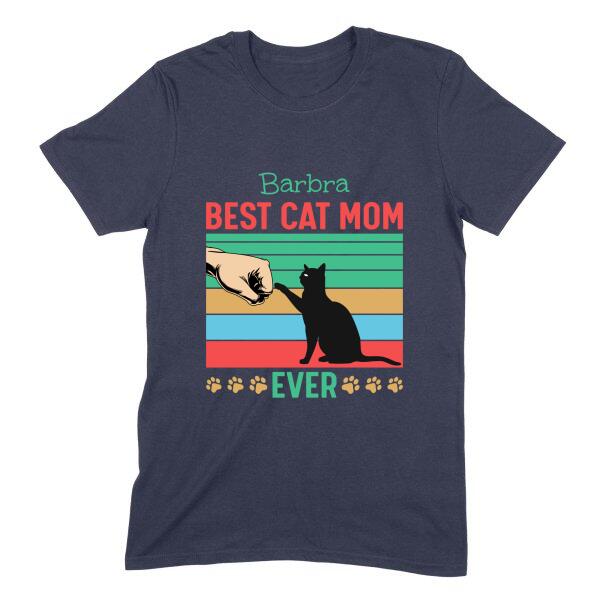 Best Cat Mom Retro Sunset Personalized T-Shirt