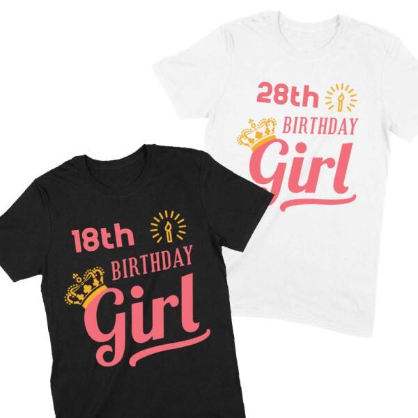 Crowned Birthday Girl Personalized Age T-Shirt