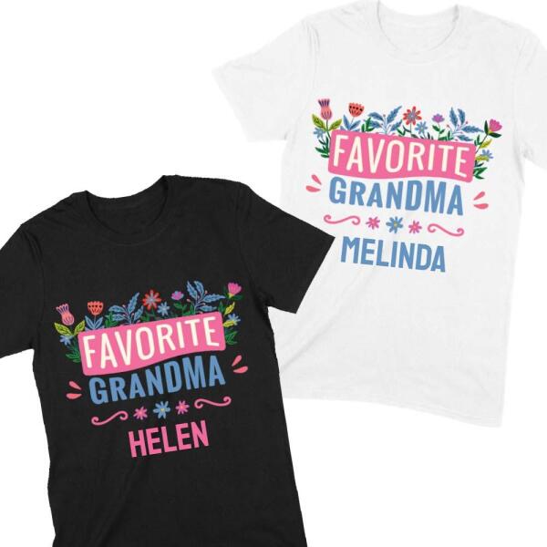 Favorite Grandma Flower Garden Personalized T-Shirt