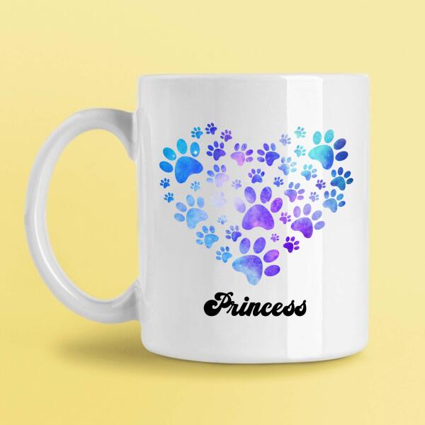 My Pet Paws Hearts Personalized Mug