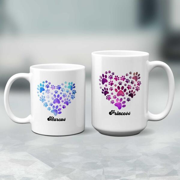 My Pet Paws Hearts Personalized Mug