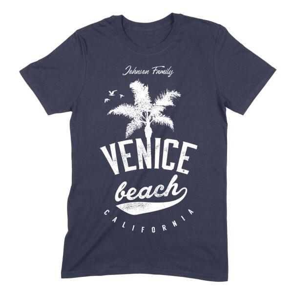 Venice Beach Personalized Family Name T-Shirt