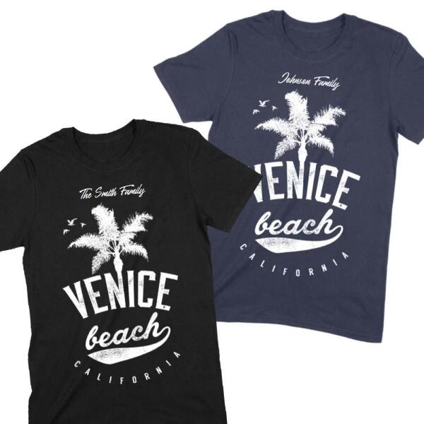 Venice Beach Personalized Family Name T-Shirt