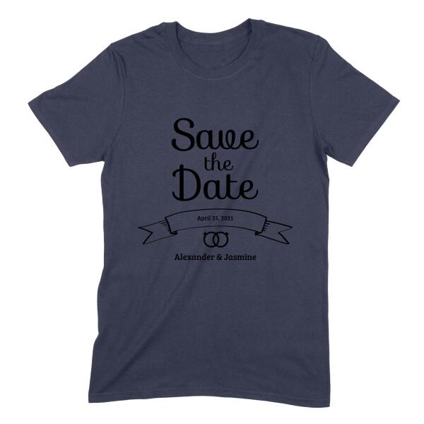 Save the Date Banner & Rings Personalized Wedding T-Shirt