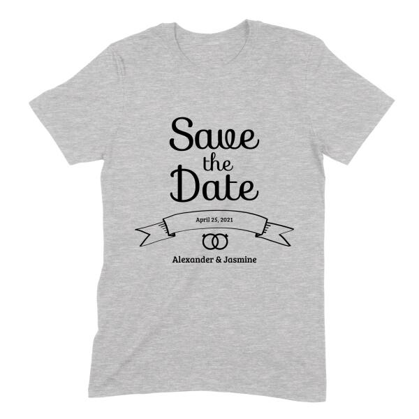 Save the Date Banner & Rings Personalized Wedding T-Shirt