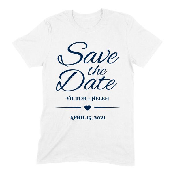 Save the Date Heart Personalized Wedding Shirt