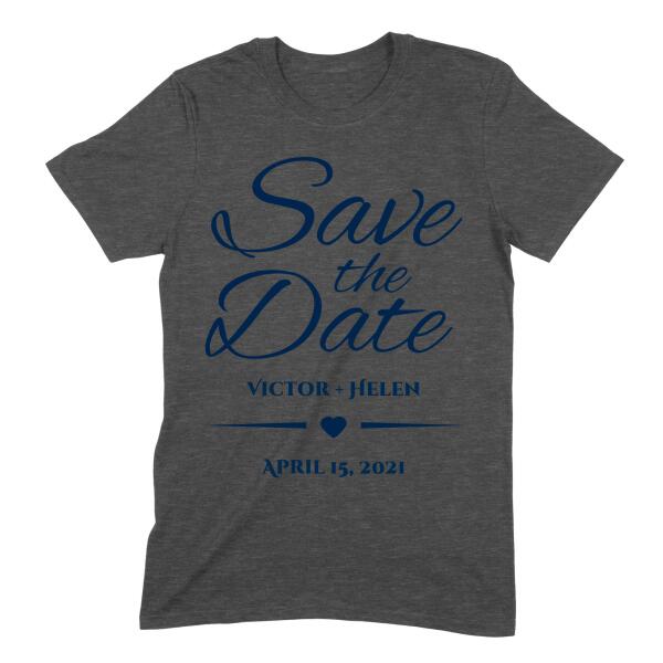 Save the Date Heart Personalized Wedding Shirt