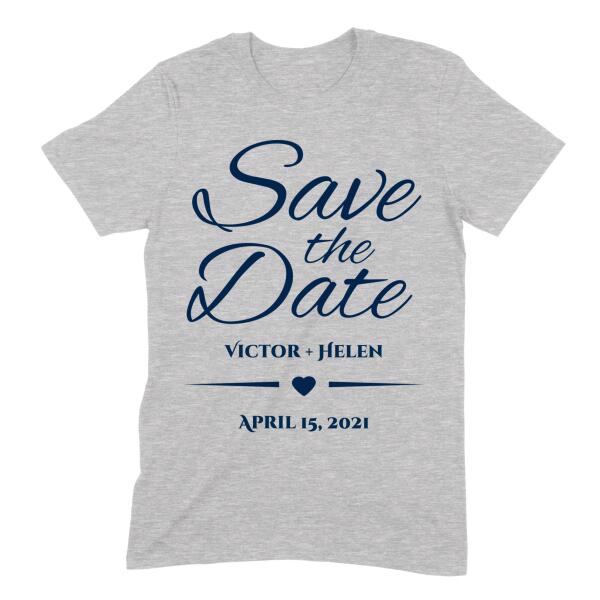 Save the Date Heart Personalized Wedding Shirt