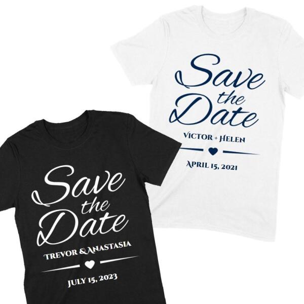 Save the Date Heart Personalized Wedding Shirt