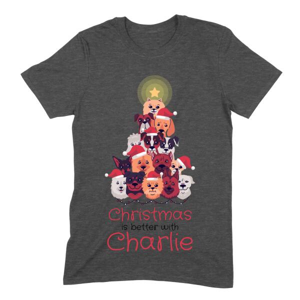 Puppy Christmas Tree Personalized Pet Name T-Shirt