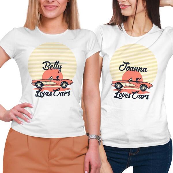 Girl Who Loves Cars Personalized Name Shirt