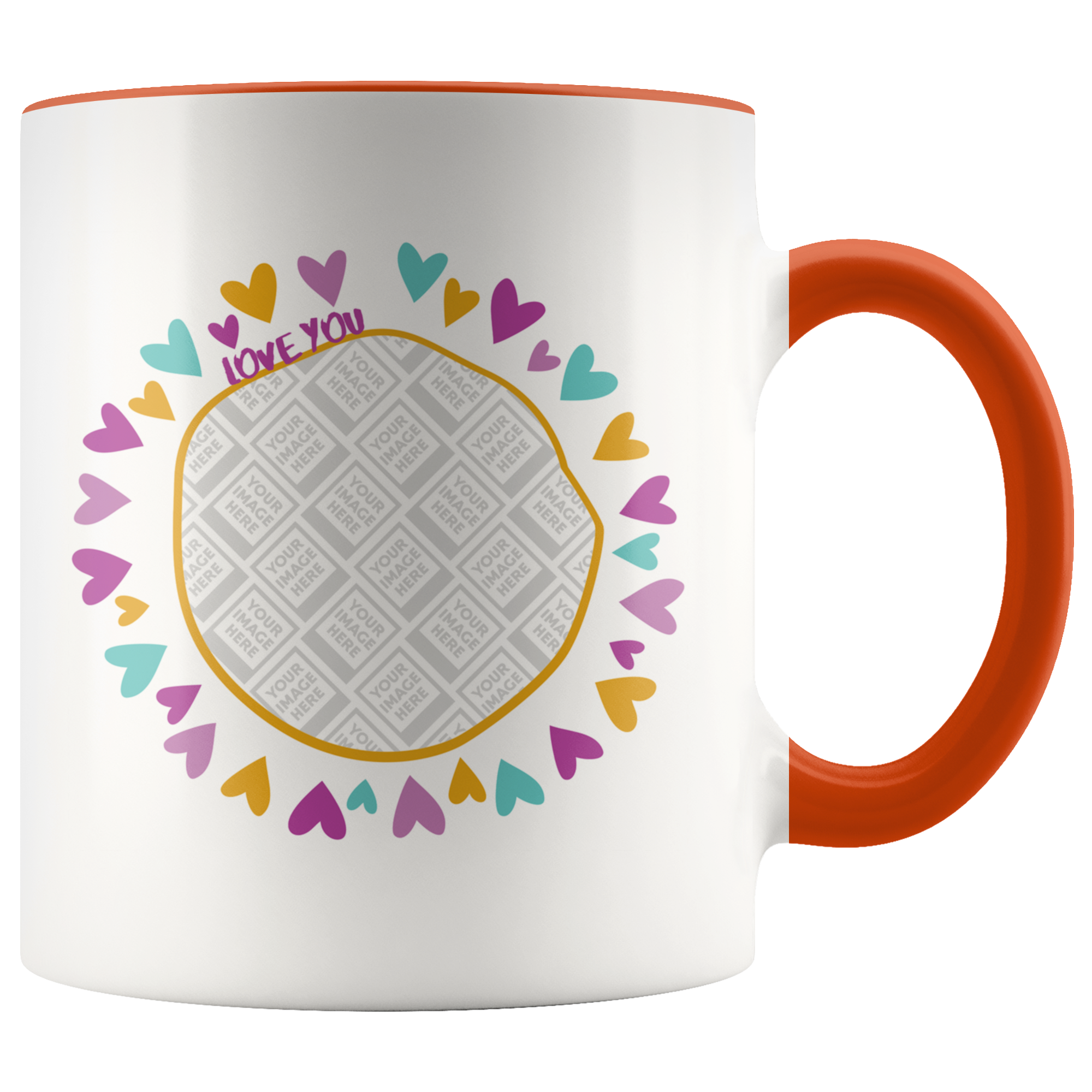 Love You Heart Circle Personalized Mug