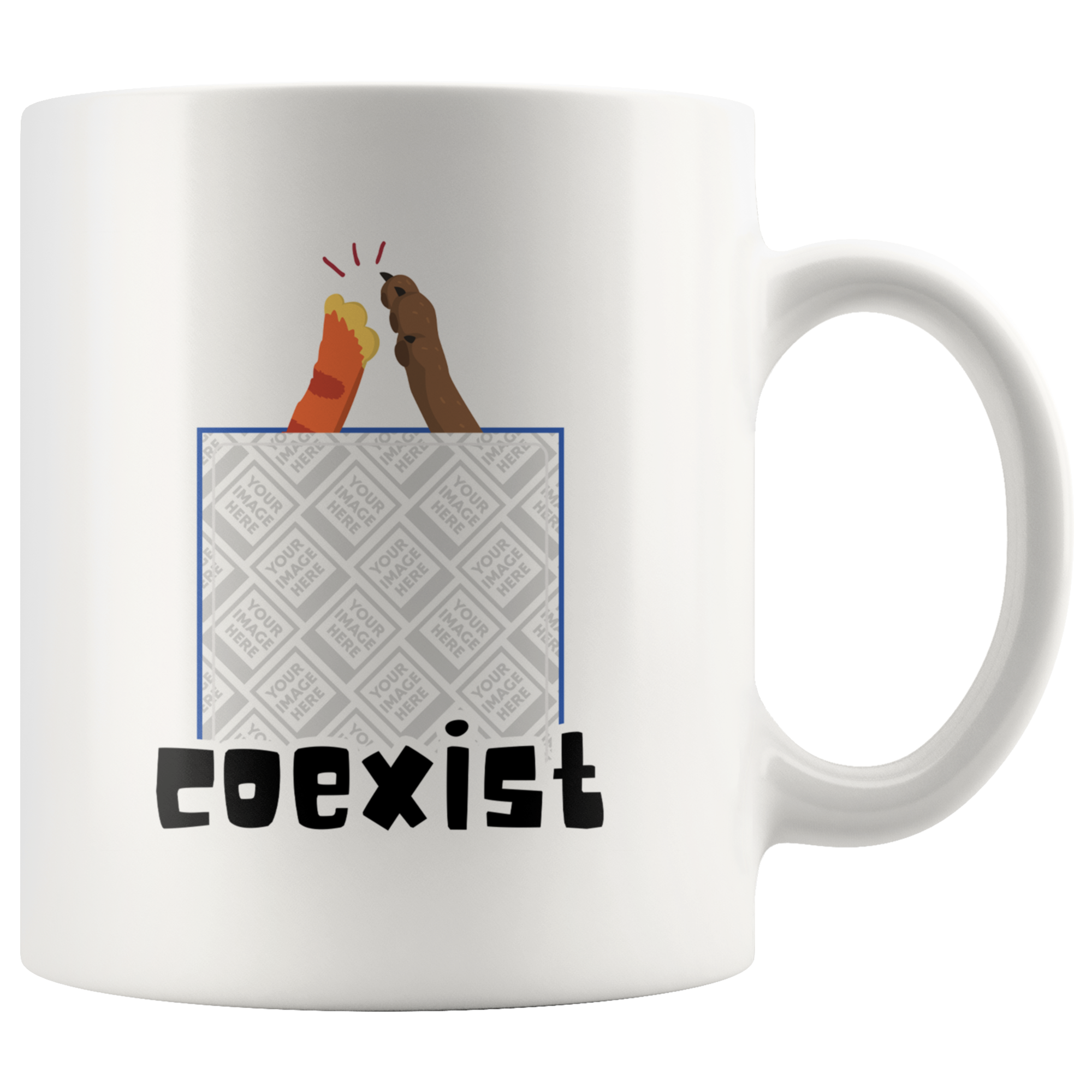 Coexist Cat and Dog Pet Lovers Personalized Mugs