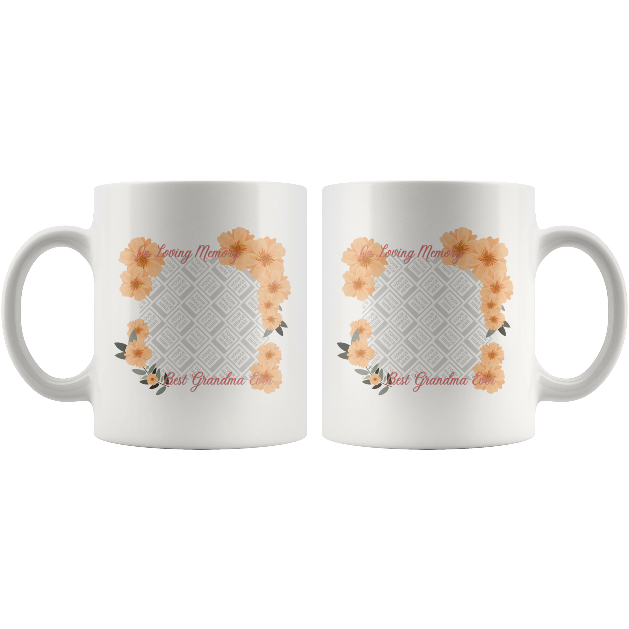 In Loving Memory Orange Flowers Grandma, Mom, Aunt, Sister Personalized Mug