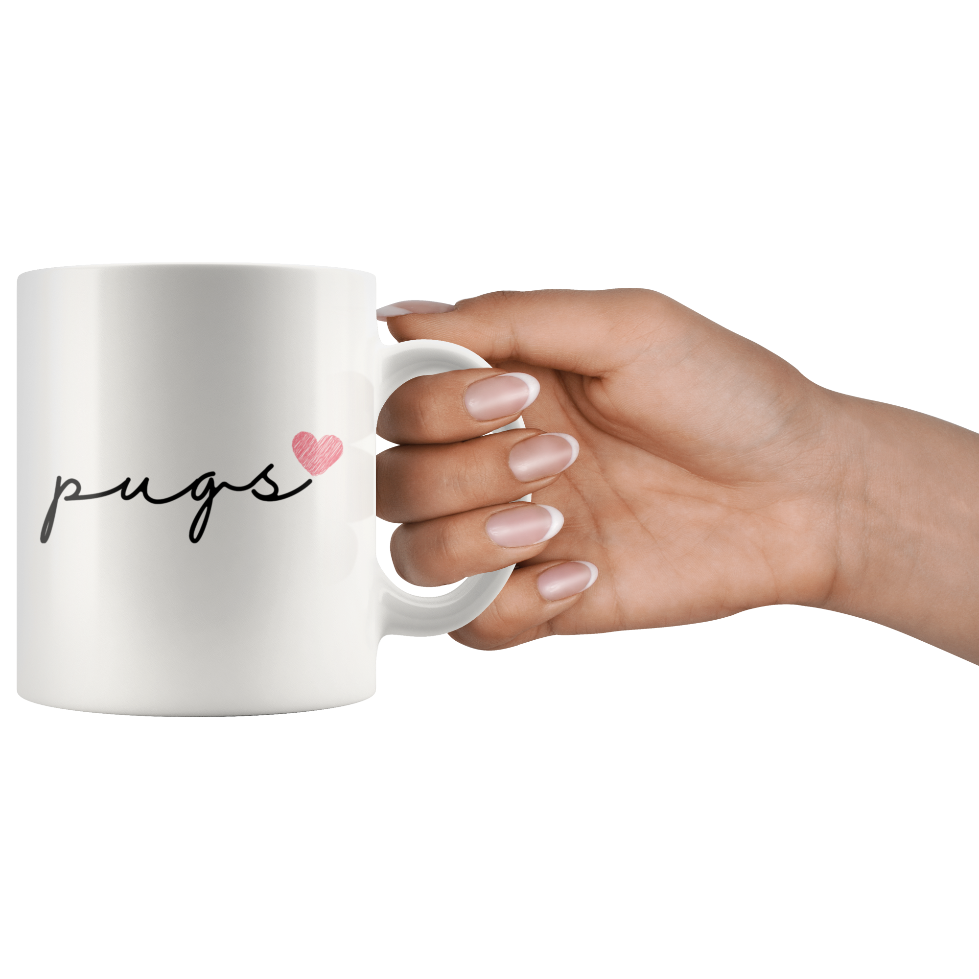 Pugs Love Cursive Mug Set