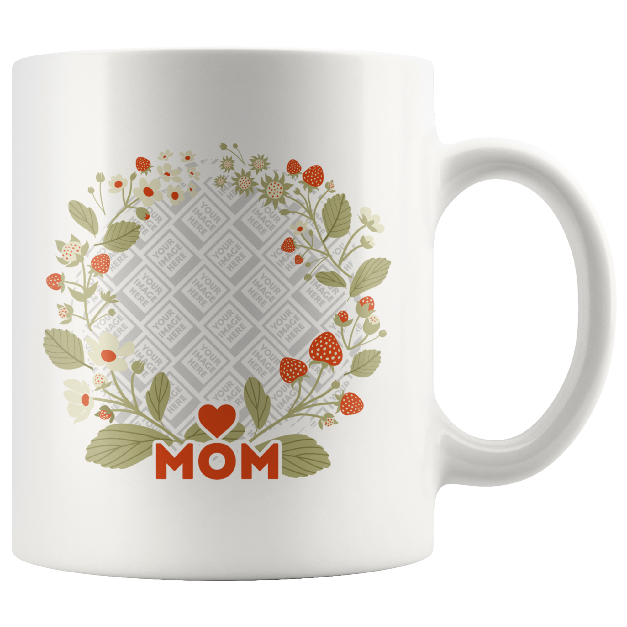 Love Mom Strawberry Flower Wreath Personalized Mug