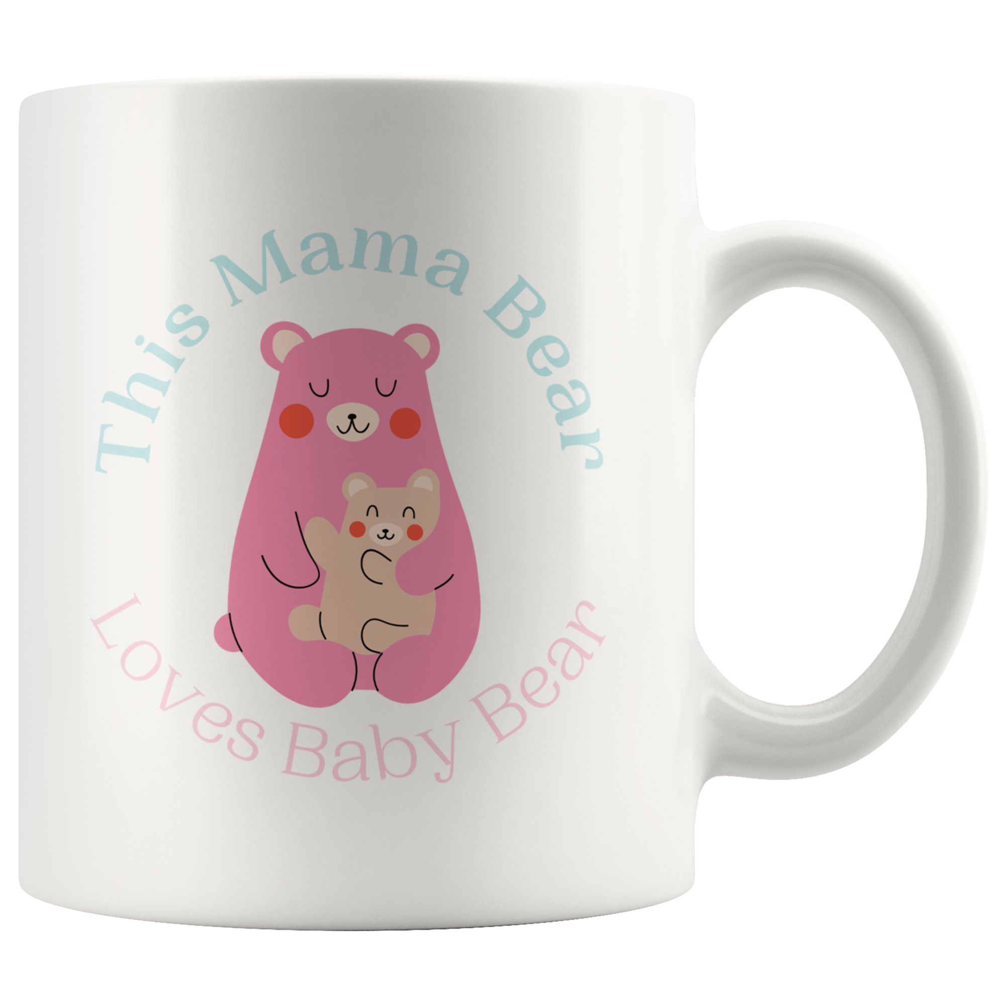 Cuddly Pastel Mommy and Baby Bear Mug Set