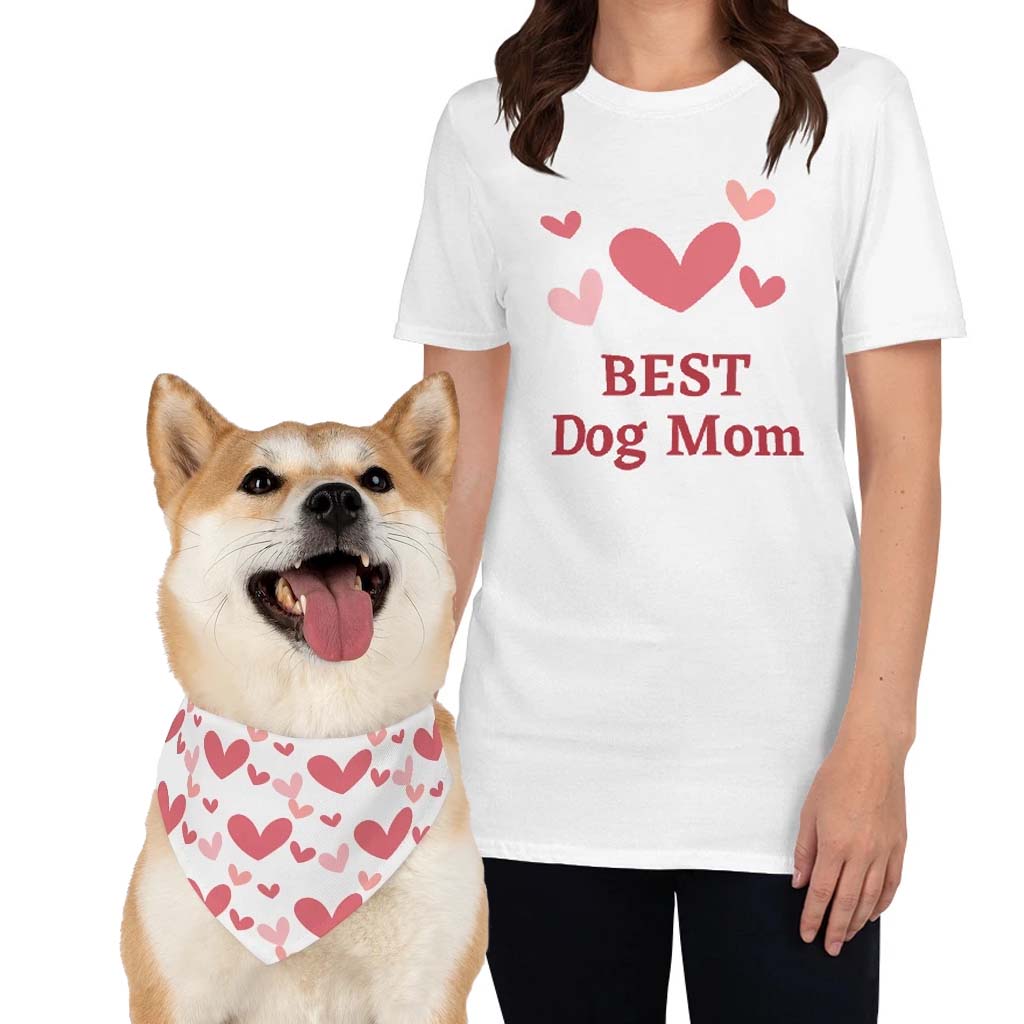 Best Dog Mom Pet Bandana Collar & T-Shirt Set